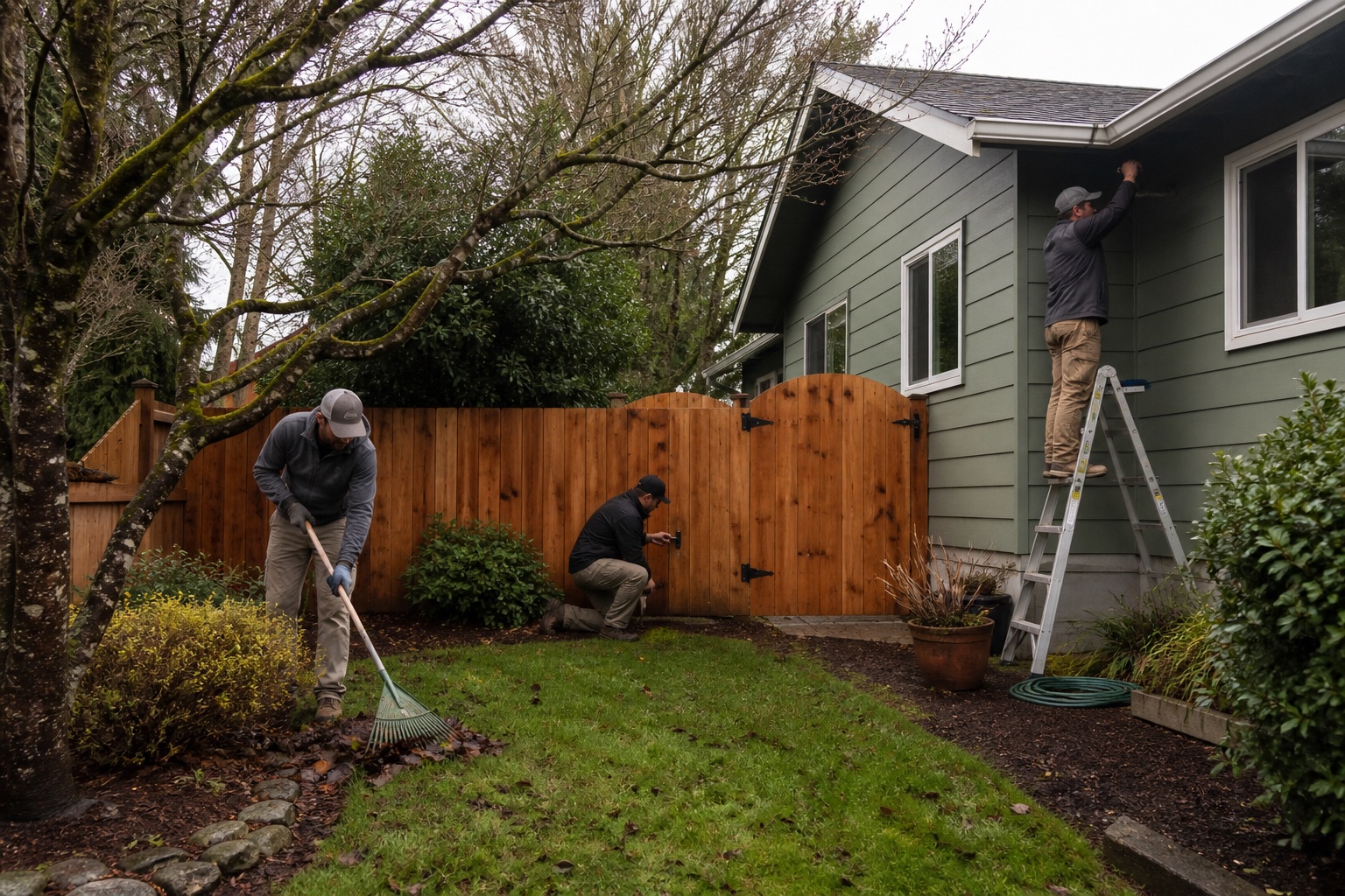 Coordinated property maintenance at an Oregon home